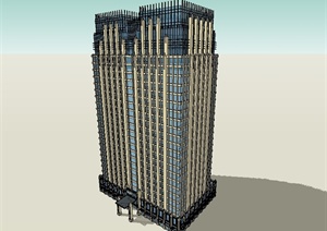 新古典风格高层办公楼建筑楼设计SU(草图大师)模型