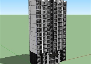 新中式风格小高层住宅建筑SU(草图大师)模型