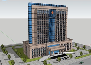 现代风格高层行政办公楼设计SU(草图大师)模型