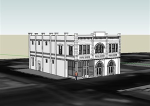 两层欧式小办公楼建筑设计SU(草图大师)模型