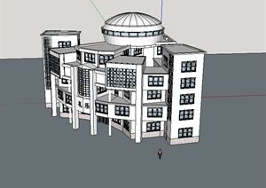 现代风格多层办公楼建筑楼设计SU(草图大师)模型