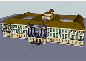 欧式多层办公楼建筑楼设计SU(草图大师)模型