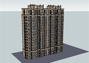 新古典风格详细高层住宅小区建筑SU(草图大师)模型