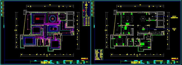 某现代中式风格三室两厅一厨三卫室内装饰CAD施工图设计
