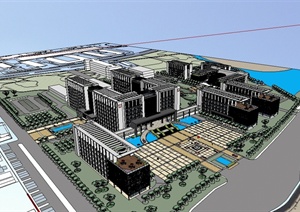 某现代风格滨海行政中心建筑楼设计SU(草图大师)模型