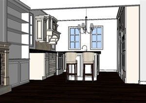 美式风格室内简单的家装设计SU(草图大师)模型