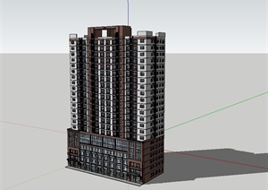 现代风格高层商业住宅建筑楼SU(草图大师)模型