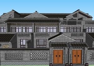 古典中式民国时期风格住宅院落SU(草图大师)模型