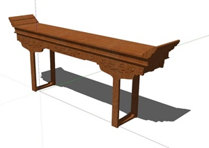 某古典中式风格长条案桌SU(草图大师)模型设计