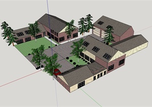 美式别墅群建筑设计SU(草图大师)模型
