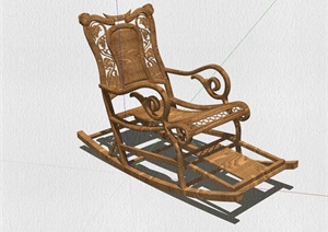某古典中式风格详细精致摇摇椅设计SU(草图大师)模型