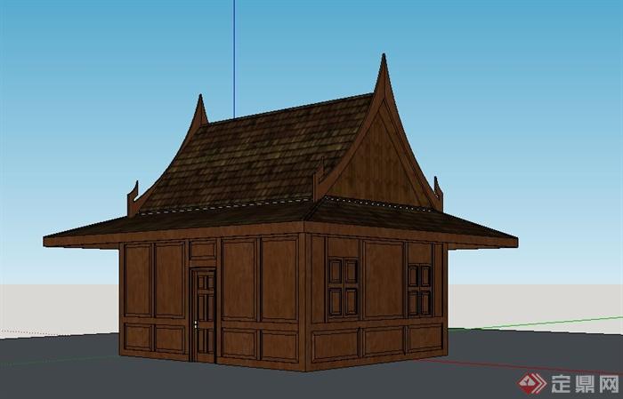 泰式风格住宅小屋建筑设计su模型(1)