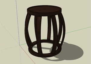 某古典中式风格圆形坐凳SU(草图大师)模型设计