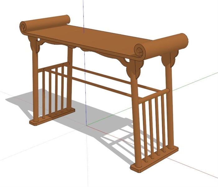 古典中式风格书桌设计su模型