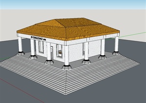 欧式风格单层寺庙建筑设计SU(草图大师)模型