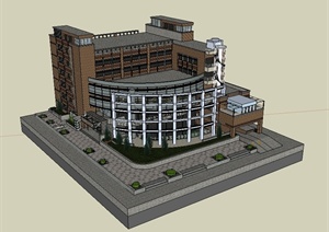 某现代风格多层行政办公楼设计SU(草图大师)模型