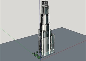 现代超高层塔楼办公建筑SU(草图大师)模型
