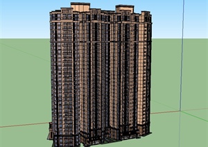 新古典风格高层居住建筑楼设计SU(草图大师)模型