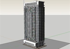 现代风格详细精致高层办公楼建筑SU(草图大师)模型