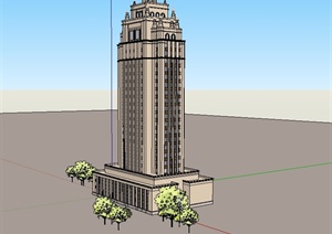 某简欧高层办公建筑楼设计SU(草图大师)模型