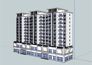 现代风格多层详细精致小高层商业住宅建筑SU(草图大师)模型