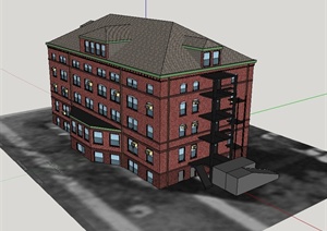 欧式风格多层办公楼建筑楼设计SU(草图大师)模型