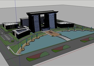 某现代风格行政中心大楼建筑楼设计SU(草图大师)模型