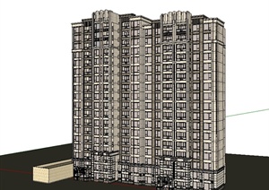 新古典风格小区高层居住建筑SU(草图大师)模型