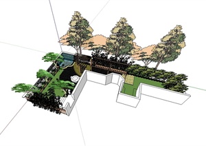 某现代风格住宅式庭院景观设计SU(草图大师)模型