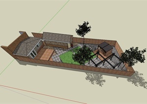 某美式风格小型庭院设计SU(草图大师)模型