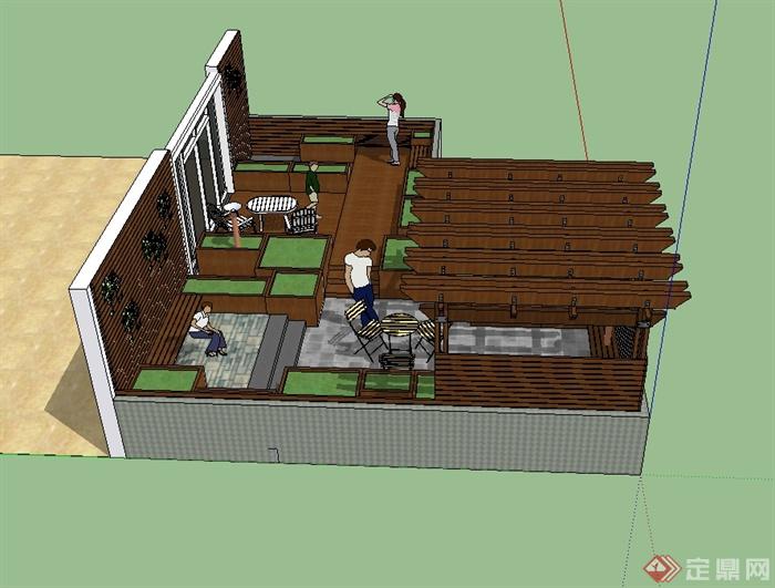 某现代风格详细精致完整的庭院设计SU模型(3)