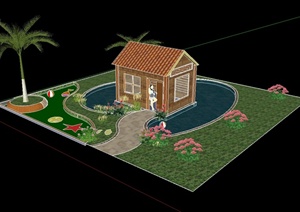某欧式风格小屋庭院设计SU(草图大师)模型