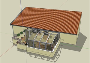 某欧式风格详细阳台庭院设计SU(草图大师)模型