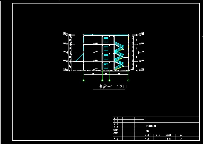 某现代风格四层框架结构中学教学楼建筑CAD施工图