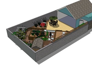 美式别墅庭院景观设计SU(草图大师)模型