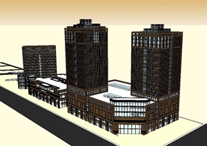 某新古典风格详细商业办公楼设计SU(草图大师)模型