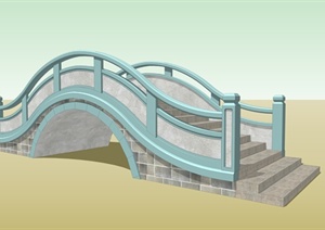 古典中式风格独特完整园桥设计SU(草图大师)模型