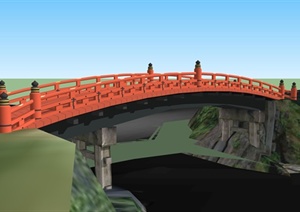 某日式风格独特园桥设计SU(草图大师)模型