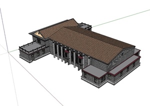 古典中式商务会所建筑楼设计SU(草图大师)模型