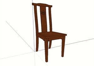 单个现代中式风格木质座椅设计SU(草图大师)模型