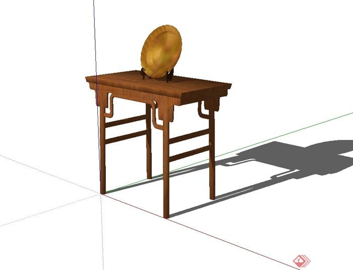 古典中式风格梳妆桌设计su模型(2)