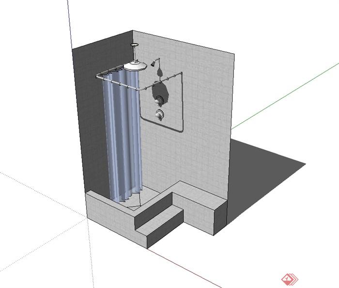现代风格简单淋浴室设计su模型(1)