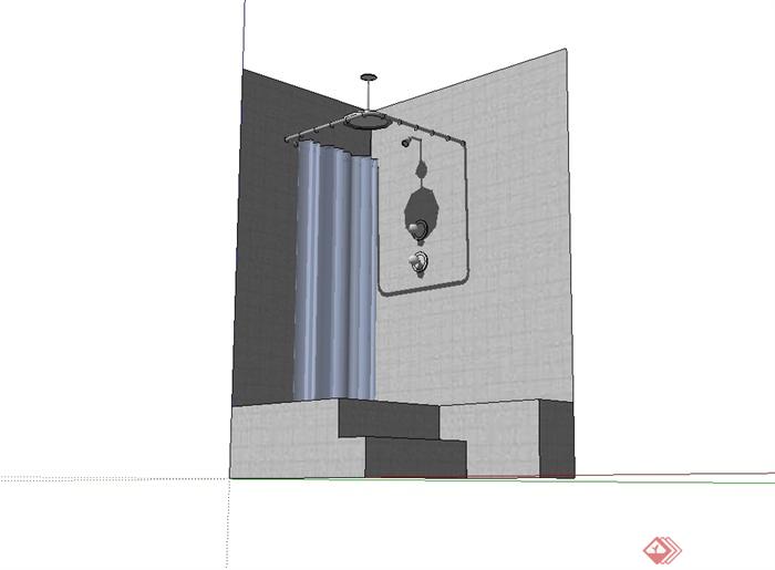 现代风格简单淋浴室设计su模型(2)