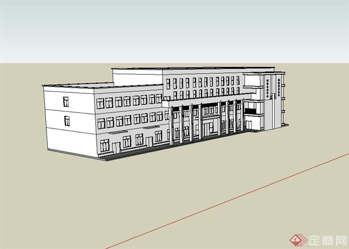 现代风格工厂办公楼、厂房建筑设计su模型及效果图(5)