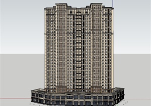新古典风格高层商业住宅小区建筑楼设计SU(草图大师)模型