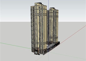 现代风格沿街商业高层住宅楼设计SU(草图大师)模型