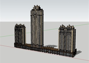 某新古典主义风格商业住宅楼楼建筑设计SU(草图大师)模型