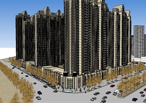 现代风格高层商业住宅小区SU草图大师模型