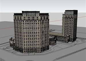 新古典风格高层商业楼住宅建筑楼设计SU(草图大师)模型