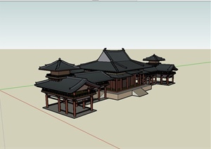 古典中式风格仿古旅游建筑楼设计SU(草图大师)模型
